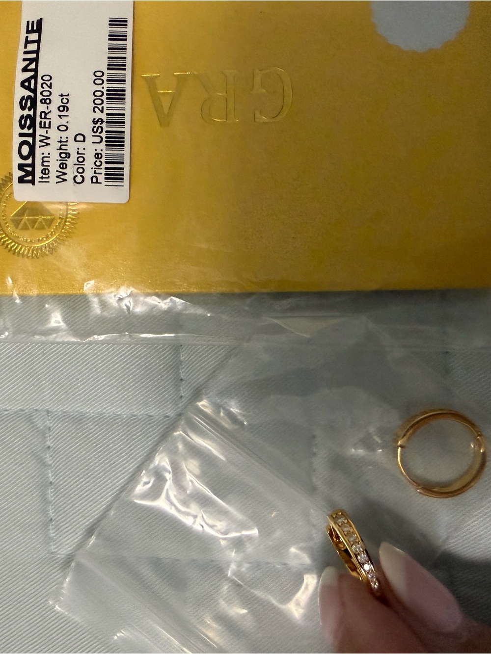 Moissanite Gold Hoop Earring - Yellow Gold